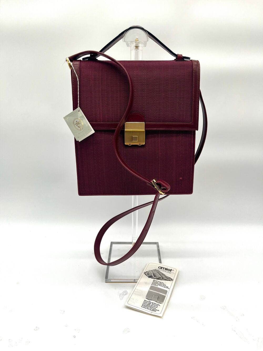 LA LAURENT Vintage Textured Horse Hair Accordion Bag, Combination Lock Closure